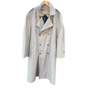 Vintage Men’s Trench Coat Hart Schaffer Marx Khaki Belted Double Breasted R44